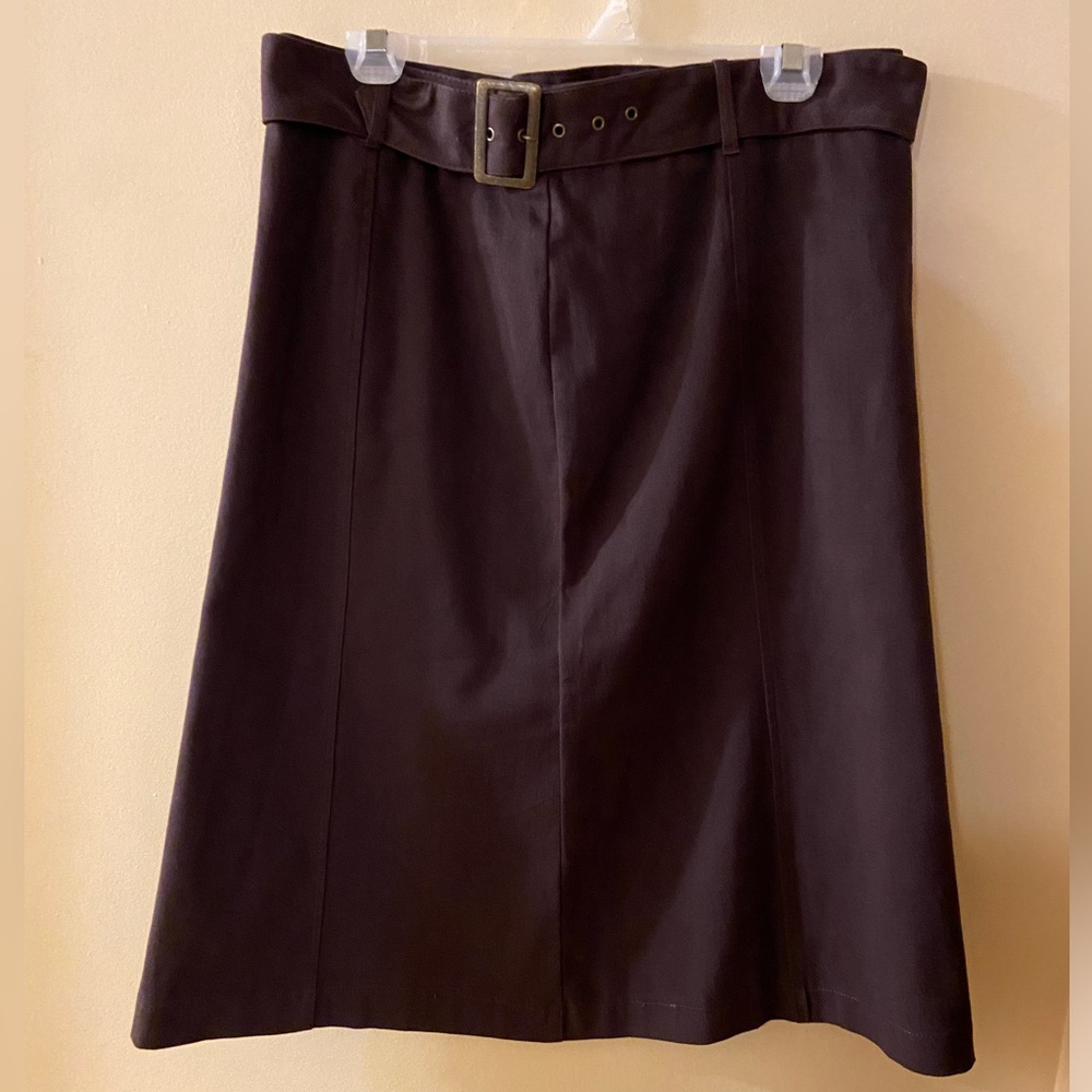 Jessica Sport brown faux suede flared midi skirt / size 12